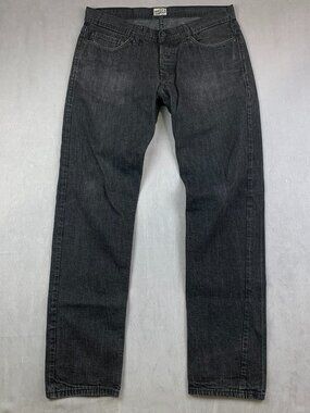 Naked & Famous Denim Mens Jeans 34 Black Weird Guy Grandrelle Raw Tapered 34x32
